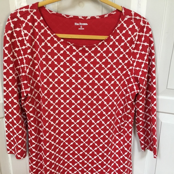 Kim Roger Red & White Latice Print Cotton Top White - Picture 5 of 15